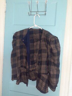 PLAID STRIPPED BLAZER WITH MATCHING SKIRT